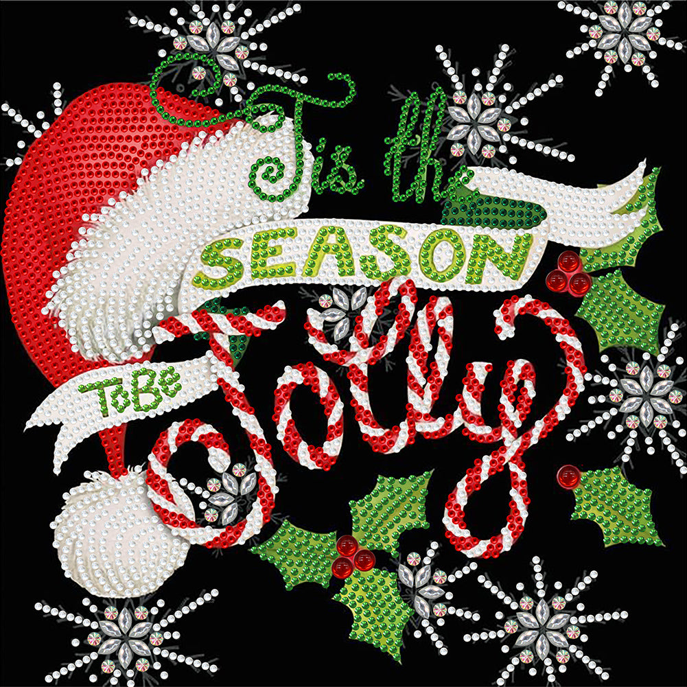 Christmas Santa Hat And Stocking 30*30CM(Canvas) Partial Special Shaped Drill Diamond Painting