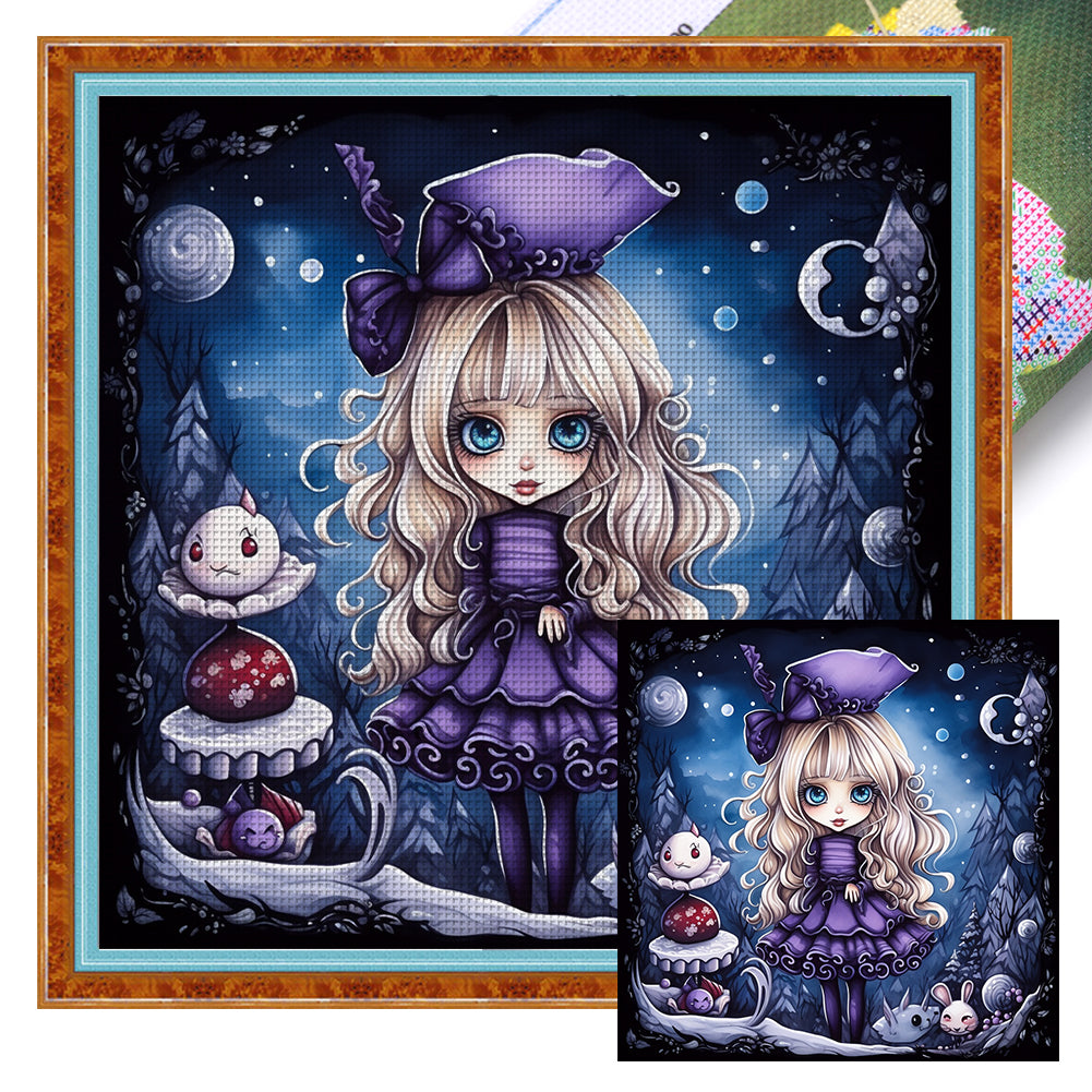 Huancan - Halloween Witch - 60*60CM 11CT 3 Stamped Cross Stitch
