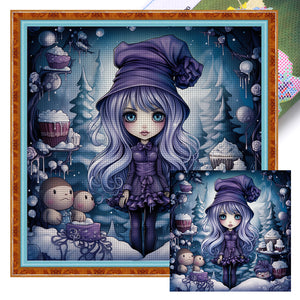 Huancan - Halloween Witch - 60*60CM 11CT 3 Stamped Cross Stitch