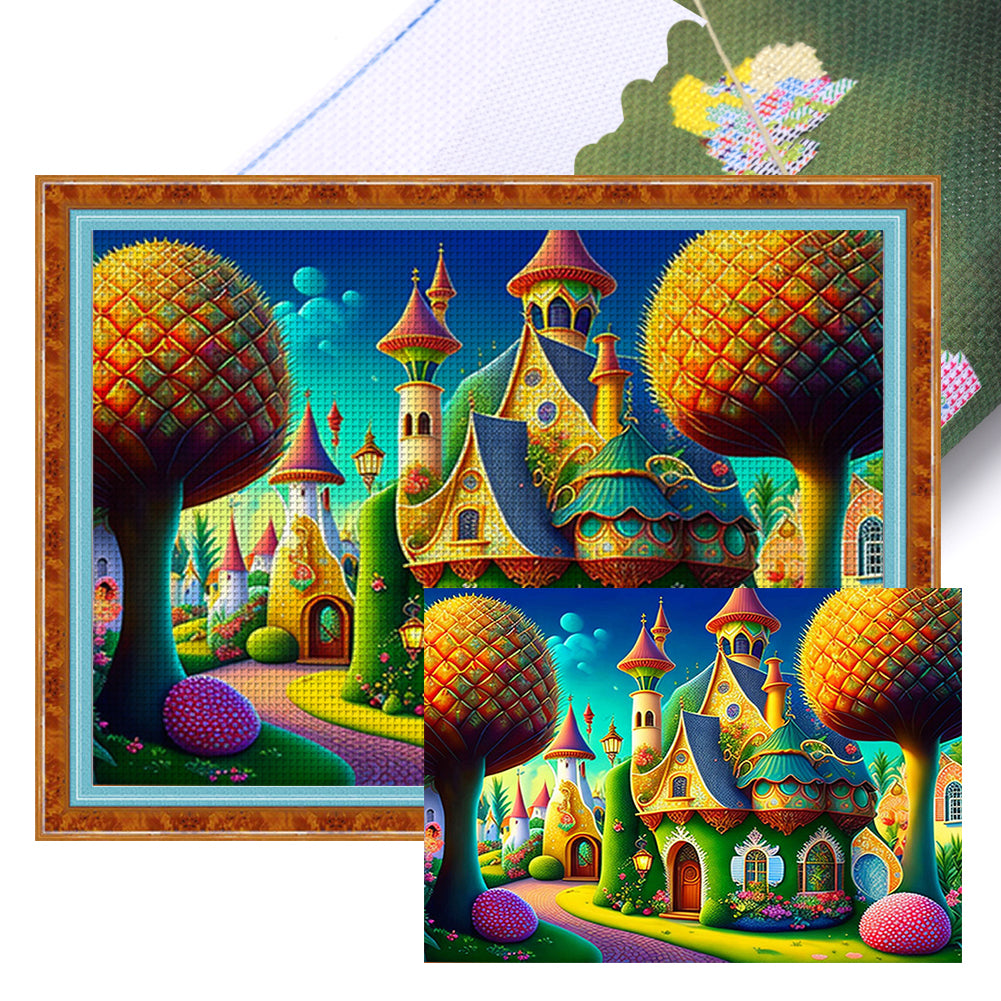 Yishu - Dream Castle - 60*45CM 11CT 3 Stamped Cross Stitch