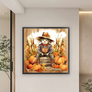 Yishu - Pumpkin Scarecrow - 60*60CM 11CT 3 Stamped Cross Stitch