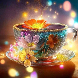 Teacup And Flower 30*30CM(Canvas) Full Round Drill Diamond Painting