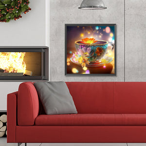 Teacup And Flower 30*30CM(Canvas) Full Round Drill Diamond Painting
