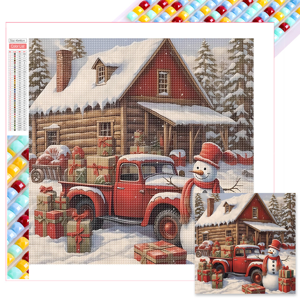 Winter Snow Cabin 40*40CM(Picture) Full Square Drill Diamond Painting
