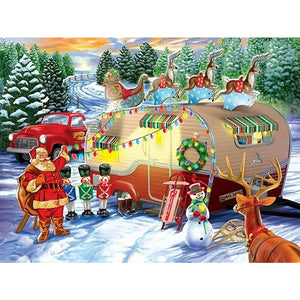 Christmas Camper 40*30CM(Canvas) Full Round Drill Diamond Painting