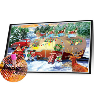 Christmas Camper 40*30CM(Canvas) Full Round Drill Diamond Painting