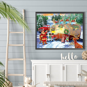 Christmas Camper 40*30CM(Canvas) Full Round Drill Diamond Painting