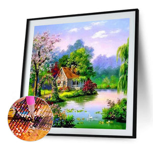 Lakeside Cabin 50*50CM(Picture) Full Square Drill Diamond Painting