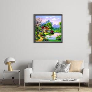 Lakeside Cabin 50*50CM(Picture) Full Square Drill Diamond Painting