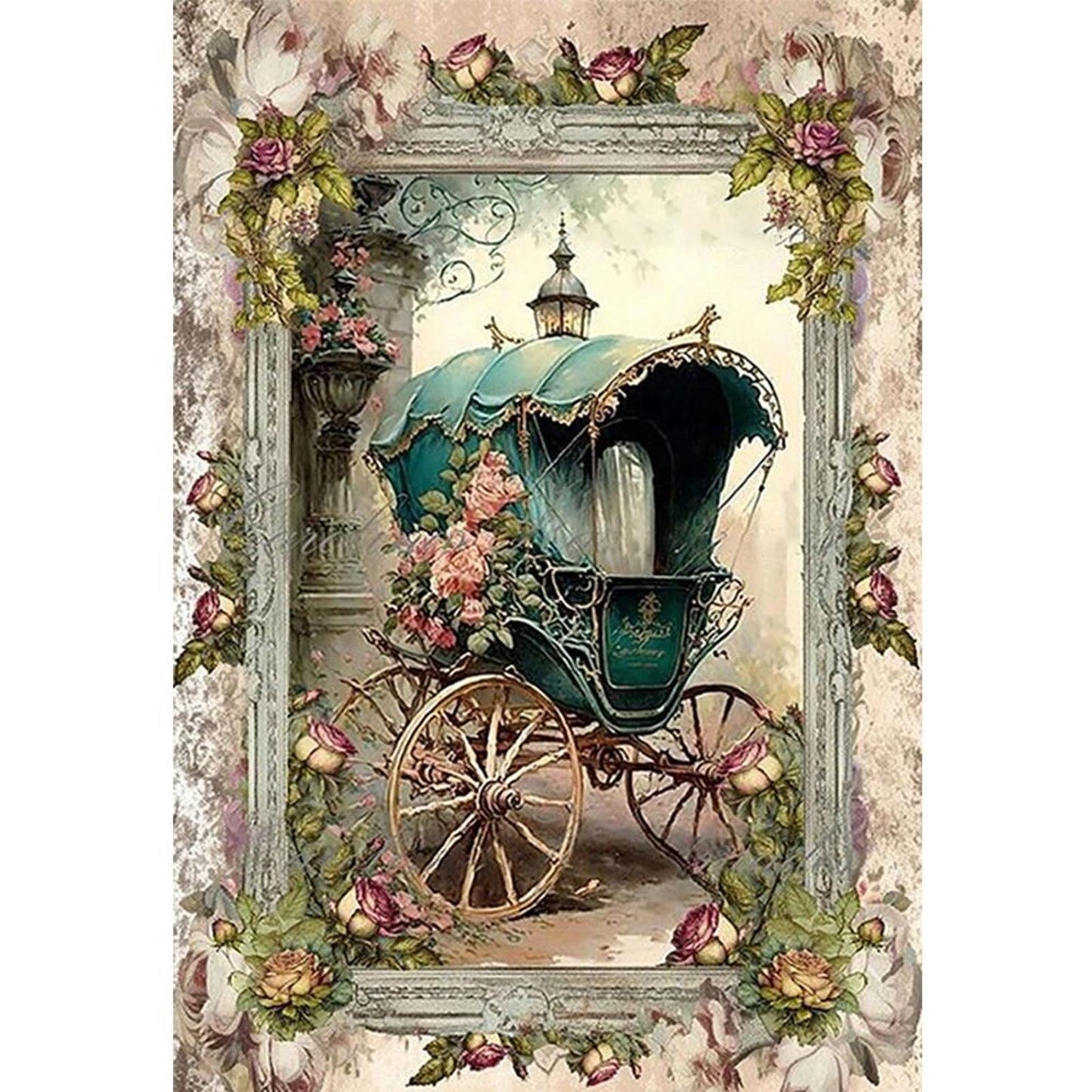 Vintage Poster - Carriage - Full 14CT Stamped Cross Stitch 40x60CM - Huacan
