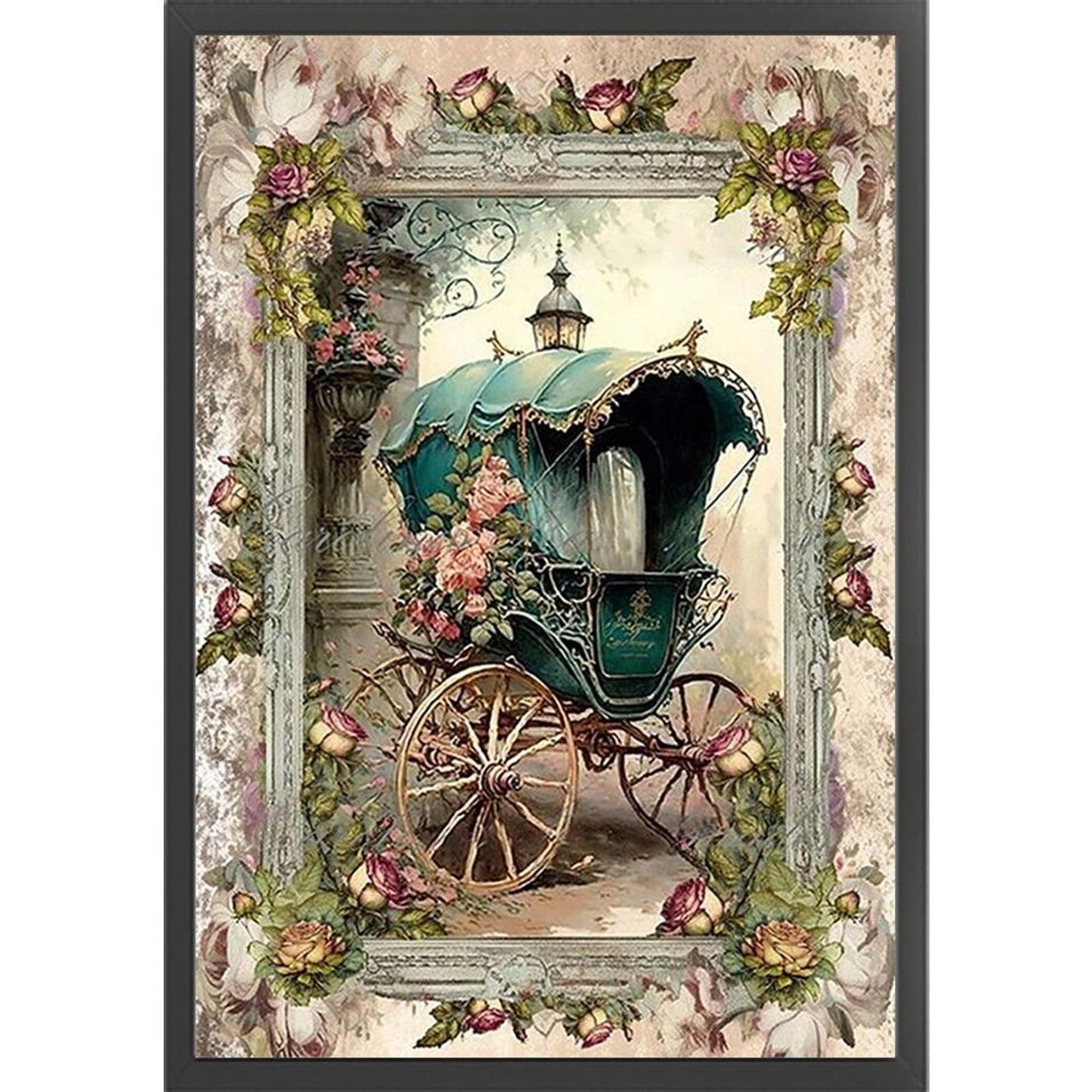 Vintage Poster - Carriage - Full 14CT Stamped Cross Stitch 40x60CM - Huacan