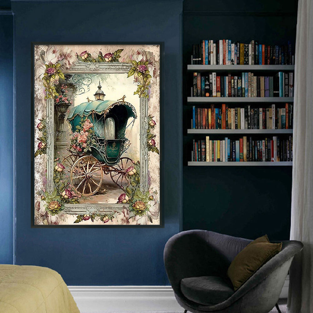 Vintage Poster - Carriage - Full 14CT Stamped Cross Stitch 40x60CM - Huacan