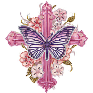Butterfly Cross 30*30CM(Canvas) Partial Special Shaped Drill Diamond Painting