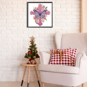 Butterfly Cross 30*30CM(Canvas) Partial Special Shaped Drill Diamond Painting