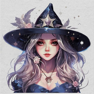 Yishu - Halloween Witch - 60*60CM 11CT 3 Stamped Cross Stitch