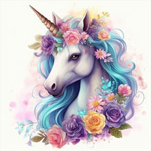 Load image into Gallery viewer, Huancan - Flower Unicorn - 50*50CM 14CT 2 Stamped Cross Stitch
