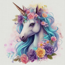Load image into Gallery viewer, Huancan - Flower Unicorn - 50*50CM 14CT 2 Stamped Cross Stitch
