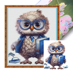Huancan - Reading Owl - 25*30CM 18CT 2 Stamped Cross Stitch