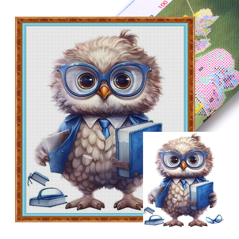 Huancan - Reading Owl - 25*30CM 18CT 2 Stamped Cross Stitch