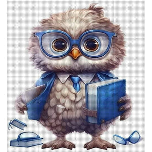 Huancan - Reading Owl - 25*30CM 18CT 2 Stamped Cross Stitch
