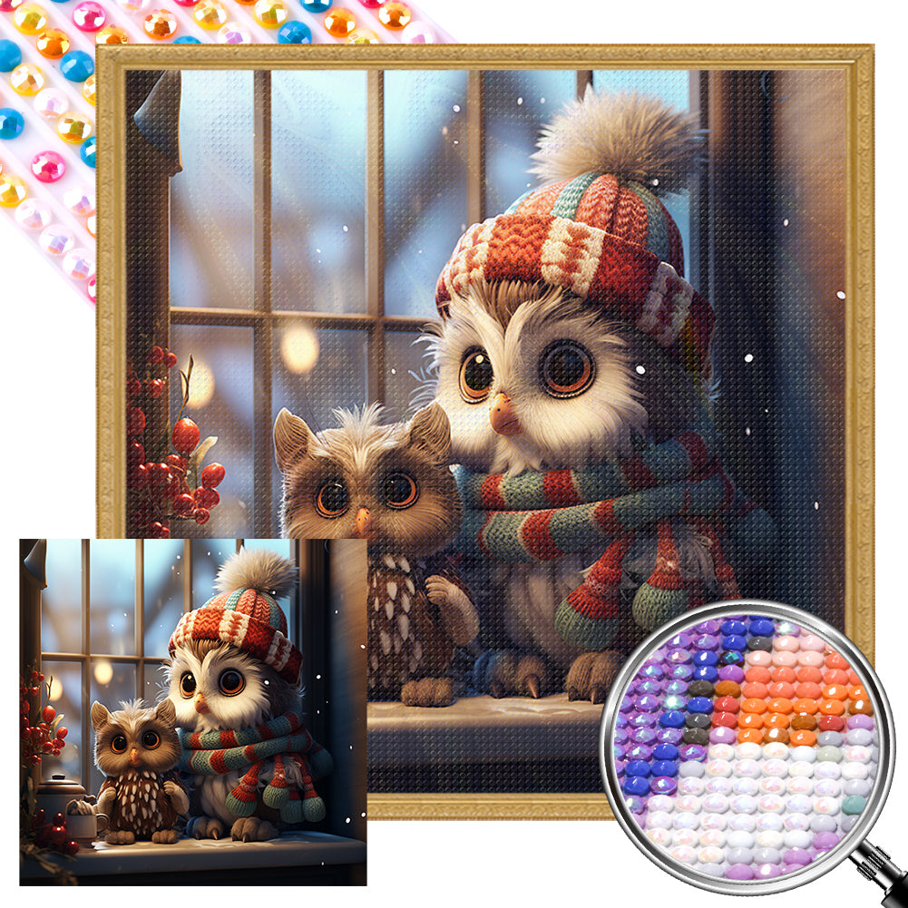 Winter Night Animals 40*40CM(Picture) Full Round Drill Diamond Painting