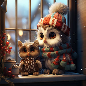 Winter Night Animals 40*40CM(Picture) Full Round Drill Diamond Painting