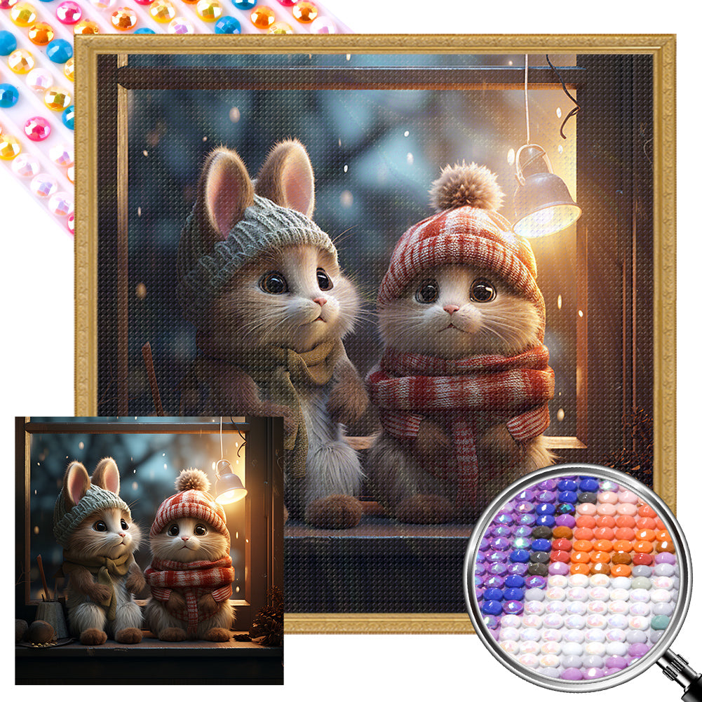 Winter Night Animals 40*40CM(Picture) Full Round Drill Diamond Painting