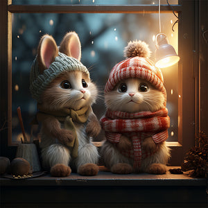 Winter Night Animals 40*40CM(Picture) Full Round Drill Diamond Painting