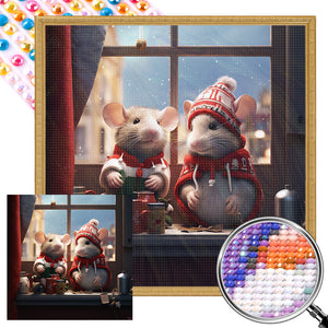 Winter Night Animals 40*40CM(Picture) Full Round Drill Diamond Painting