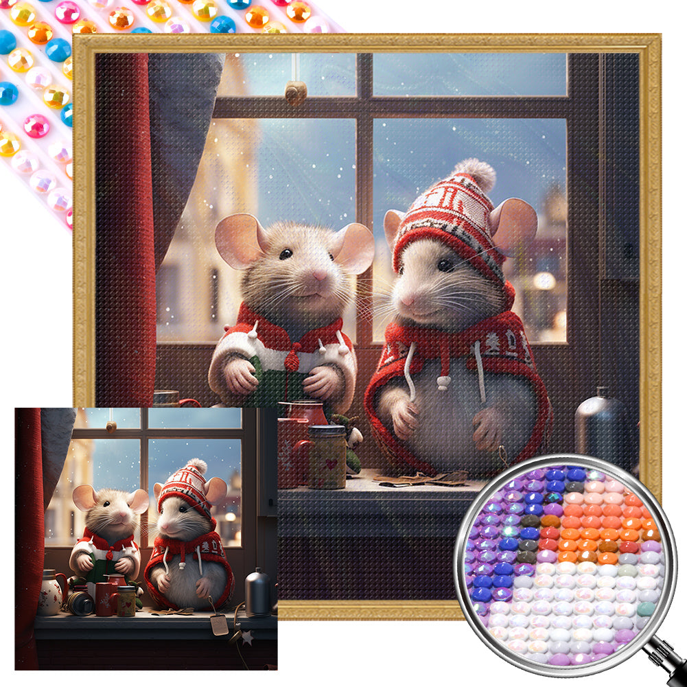 Winter Night Animals 40*40CM(Picture) Full Round Drill Diamond Painting