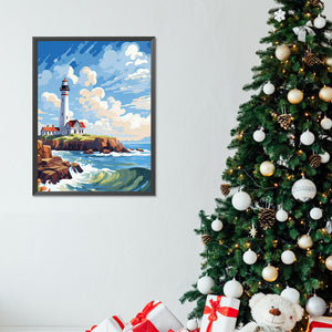 Sunny Beach Lighthouse 30*40CM(Canvas) Full Round Drill Diamond Painting