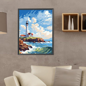 Sunny Beach Lighthouse 30*40CM(Canvas) Full Round Drill Diamond Painting