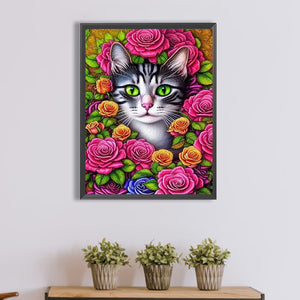 Cat 30*40CM(Canvas) Full Square Drill Diamond Painting