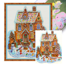 Load image into Gallery viewer, Huancan - Snowman Christmas Cabin - 50*60CM 11CT 3 Stamped Cross Stitch
