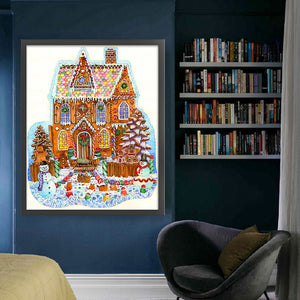 Huancan - Snowman Christmas Cabin - 50*60CM 11CT 3 Stamped Cross Stitch
