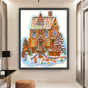 Huancan - Snowman Christmas Cabin - 50*60CM 11CT 3 Stamped Cross Stitch