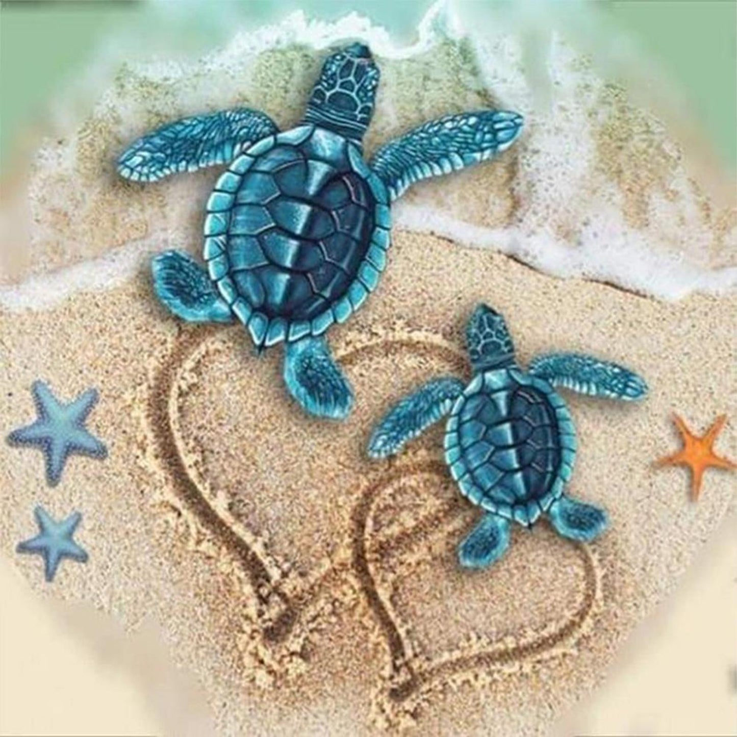Tortoise On Beach - Full 11CT Stamped Cross Stitch 40x40CM - Huacan