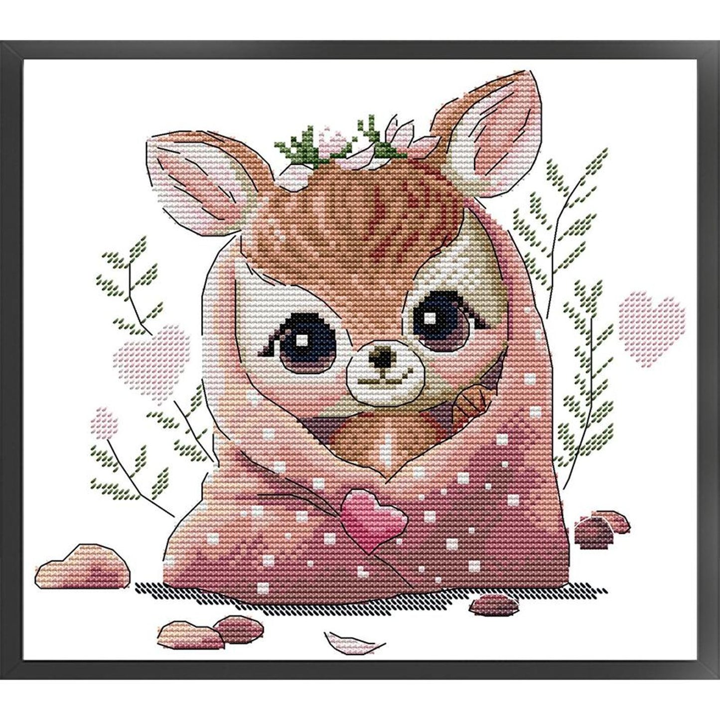Deer - Partial 14CT Stamped Cross Stitch 29x27CM - Joy Sunday Backstitch