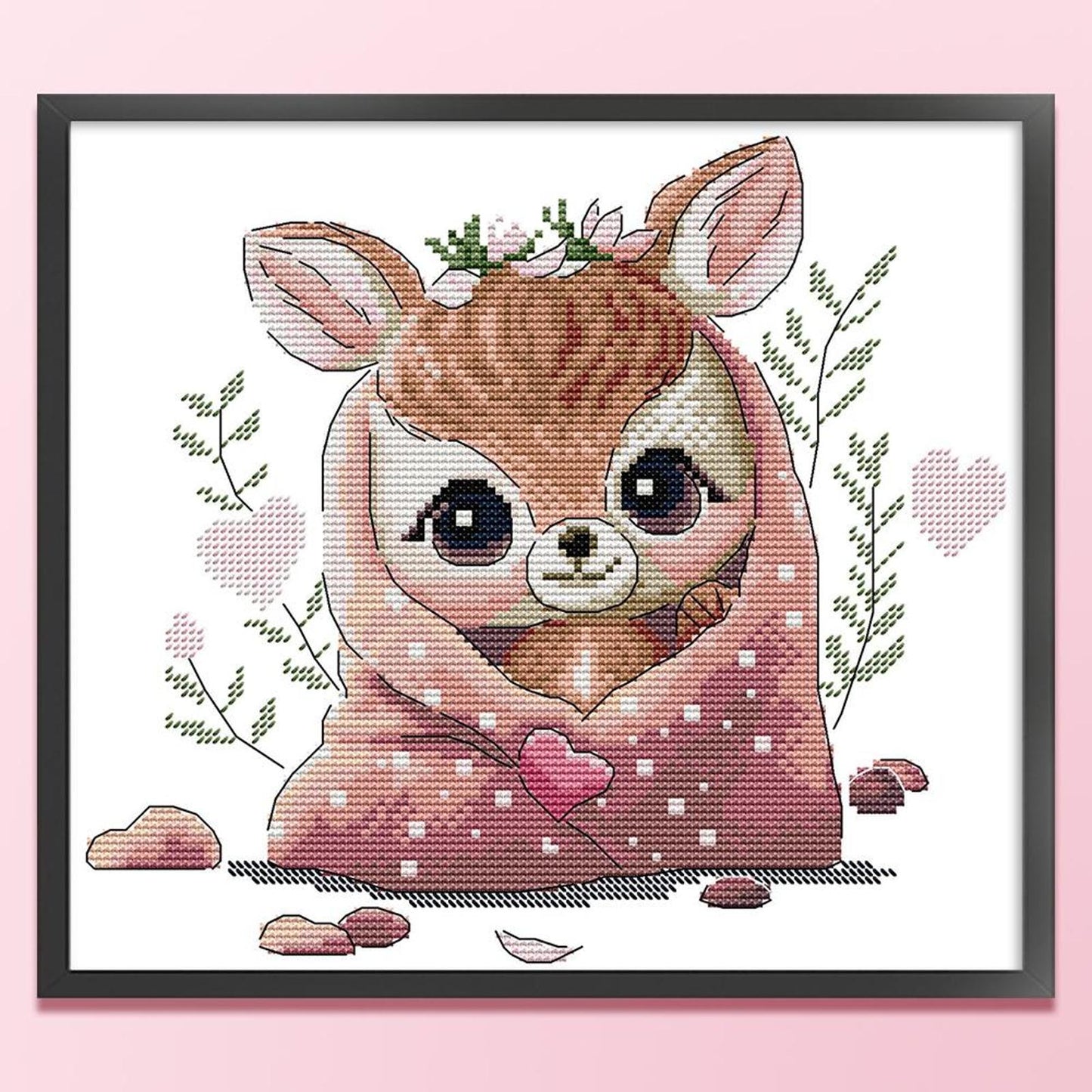 Deer - Partial 14CT Stamped Cross Stitch 29x27CM - Joy Sunday Backstitch