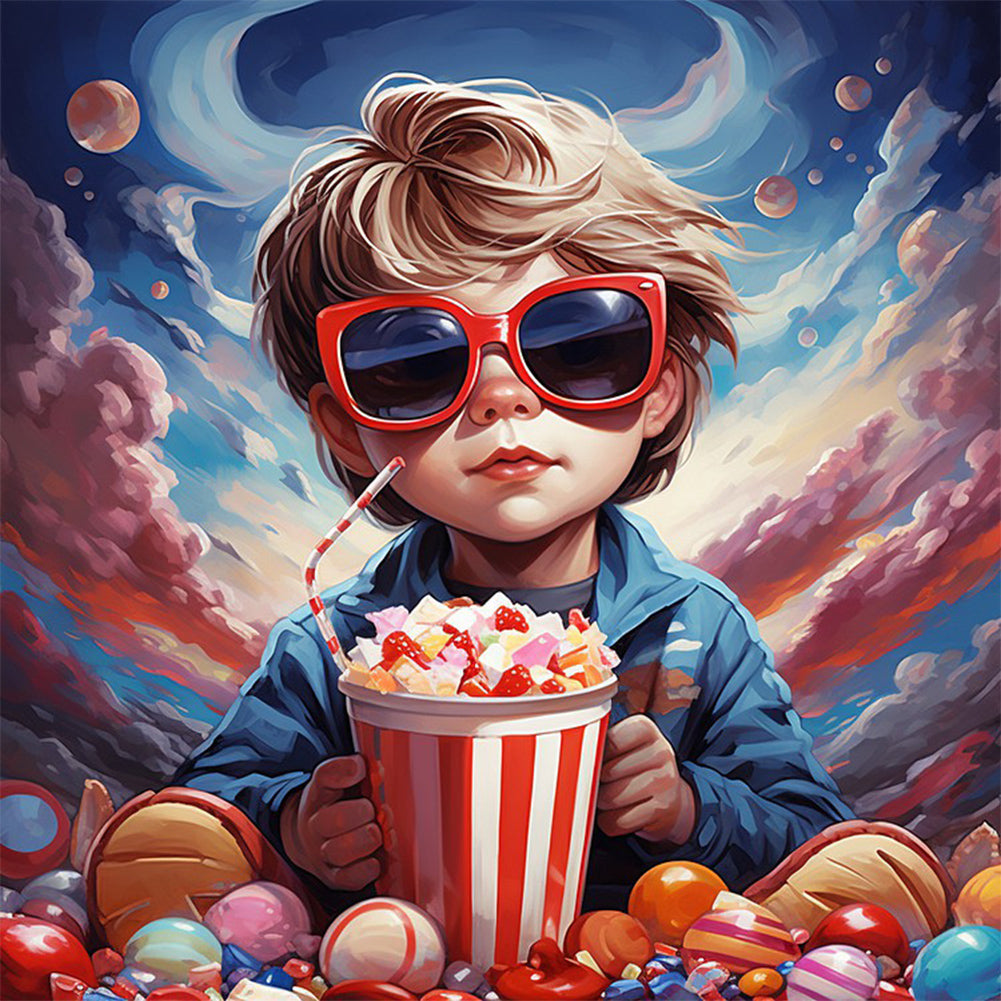 Little Boy 40*40CM(Canvas) Full Round Drill Diamond Painting
