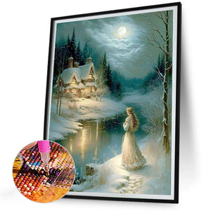 Beauty Under The Moon 30*40CM(Canvas) Full Round Drill Diamond Painting