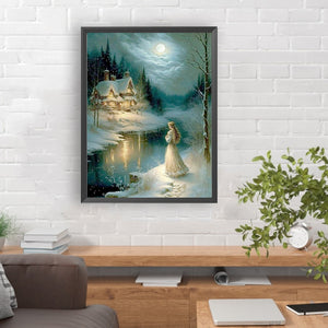 Beauty Under The Moon 30*40CM(Canvas) Full Round Drill Diamond Painting