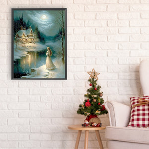 Beauty Under The Moon 30*40CM(Canvas) Full Round Drill Diamond Painting