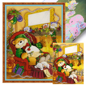 Huancan - Christmas Bear - 40*55CM 11CT 3 Stamped Cross Stitch