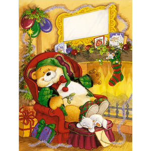 Huancan - Christmas Bear - 40*55CM 11CT 3 Stamped Cross Stitch