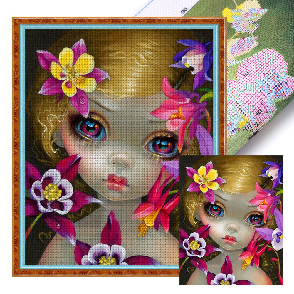 Yishu - Big-Eyed Girl - 40*50CM 11CT 3 Stamped Cross Stitch