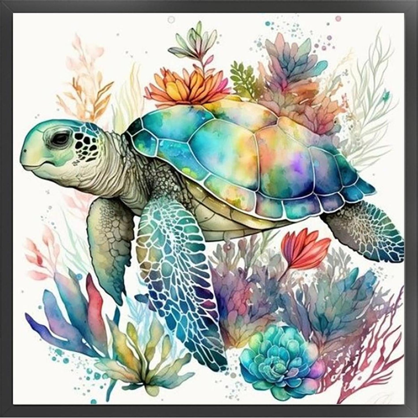 Watercolor Tortoise - Full 11CT Stamped Cross Stitch 40x40CM - Huacan