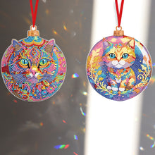 Load image into Gallery viewer, 8PCS Double Sided Diamond Drawing Hanging Ornament Colourful Cat 12x12cm
