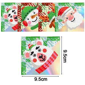 4Pcs PVC DIY Diamond Painting Bookmark Art Projects Gift (Cartoon Snowman 7)