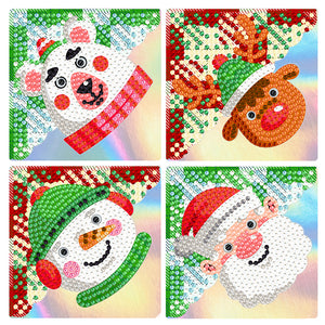 4Pcs PVC DIY Diamond Painting Bookmark Art Projects Gift (Cartoon Snowman 7)